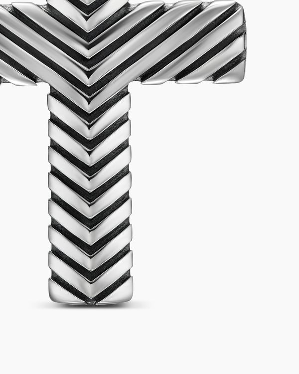 Chevron Cross Pendant in Sterling Silver, 36mm