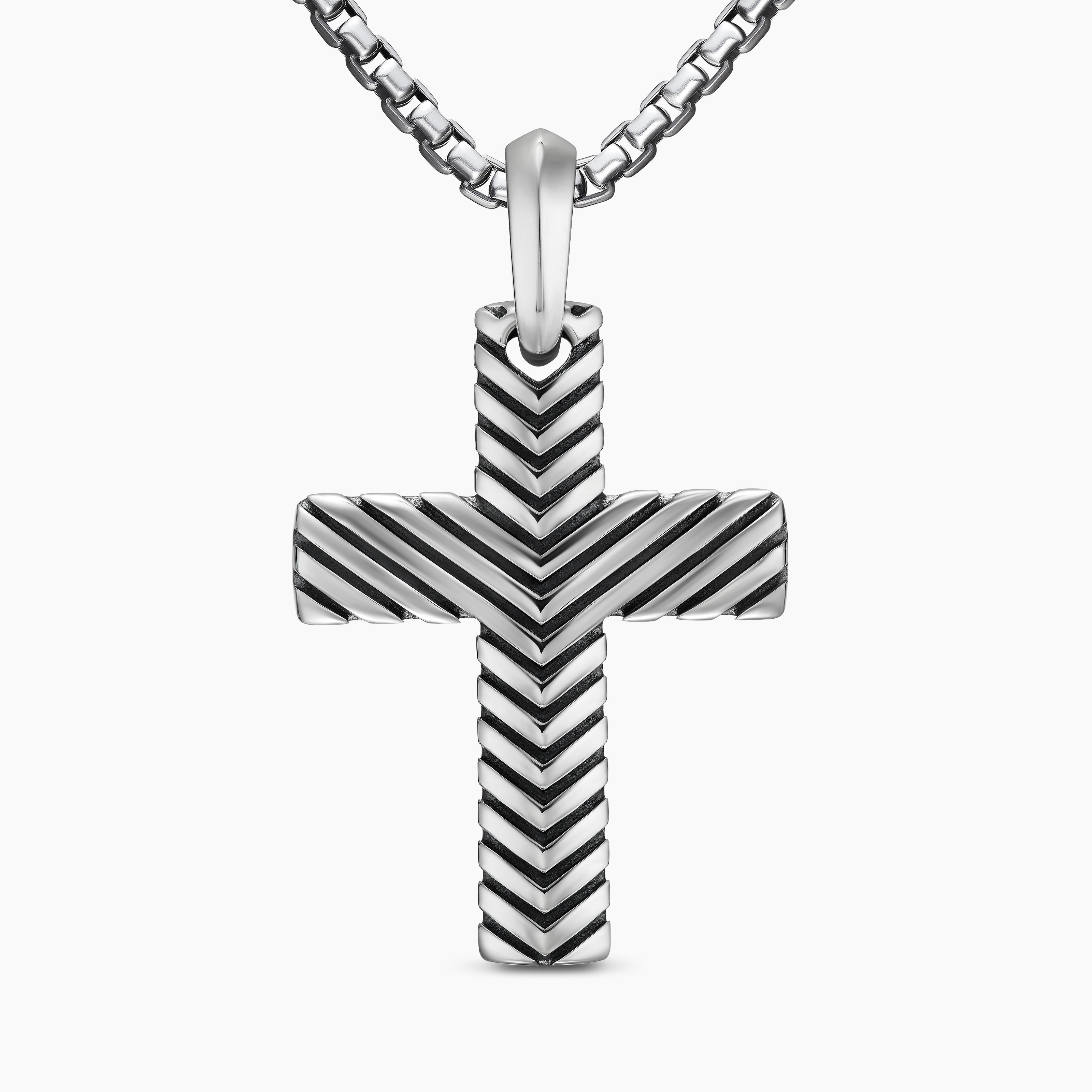 Pendentif croix Chevron en argent massif, 36 mm homme 