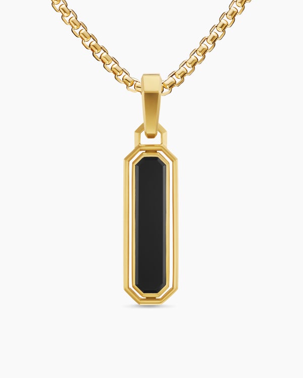 Streamline® Inlay Amulet in 18K Yellow Gold with Black Onyx and Lapis, 30.7mm