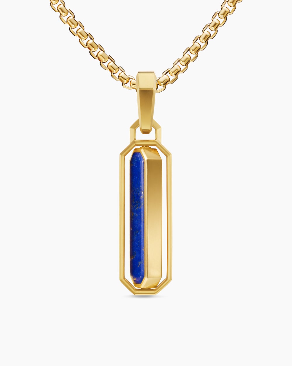 Mens Streamline® Inlay Amulet in 18K Yellow Gold with Black Onyx and Lapis, 30.7mm