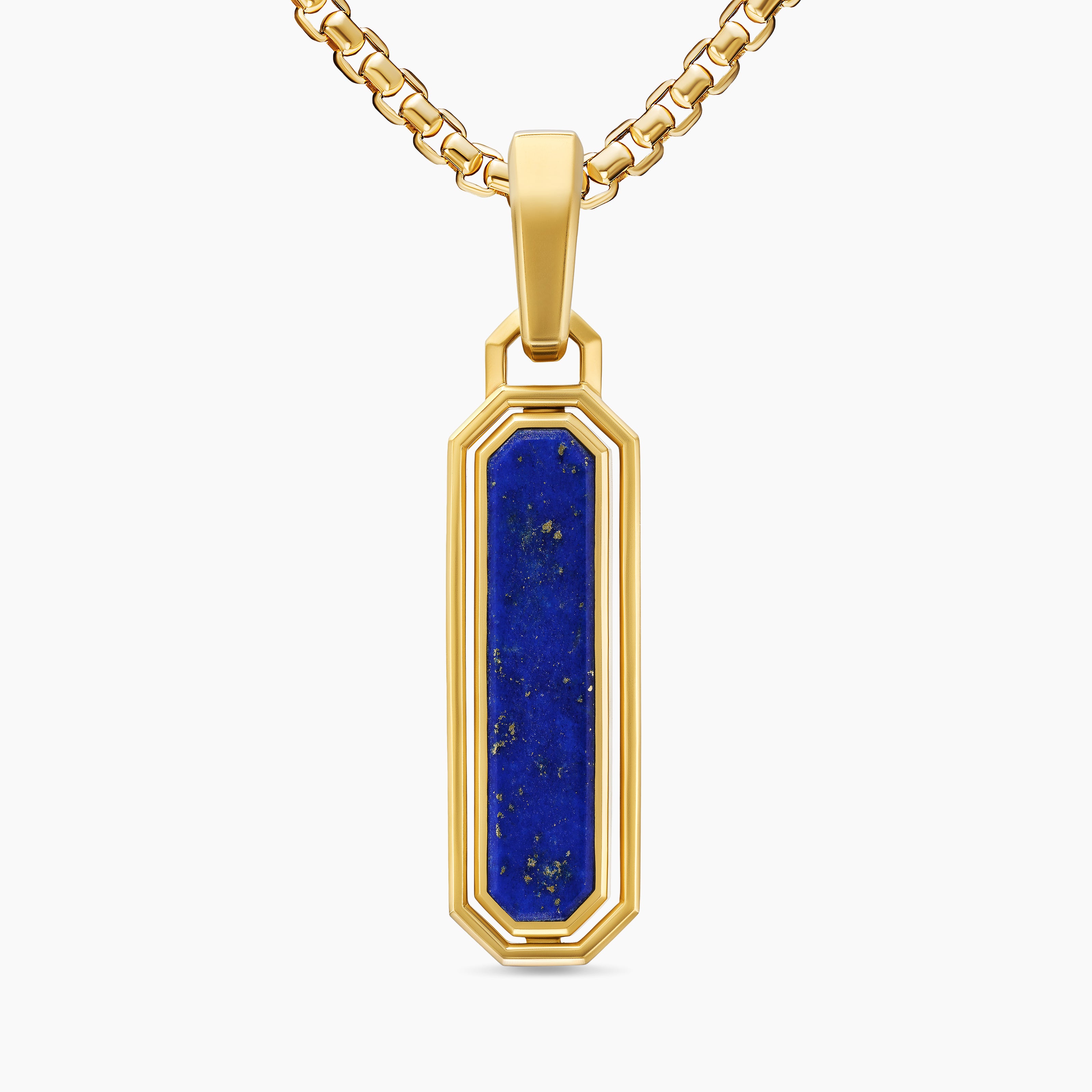 Mens Streamline&reg; Inlay Amulet in 18K Yellow Gold with Black Onyx and Lapis, 30.7mm
