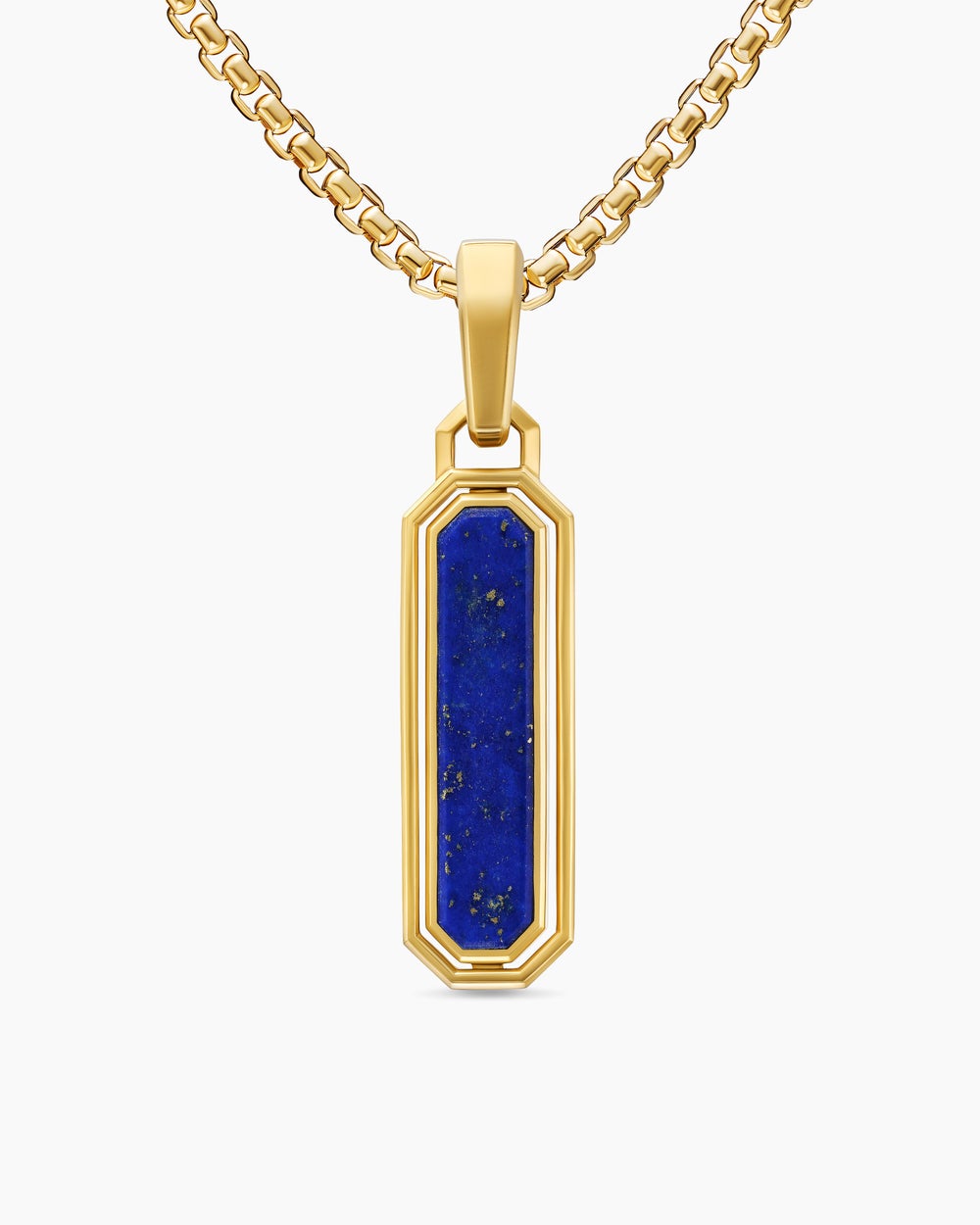 Mens Streamline® Inlay Amulet in 18K Yellow Gold with Black Onyx and Lapis, 30.7mm