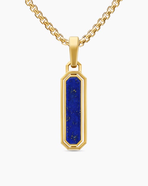 Mens Streamline® Inlay Amulet in 18K Yellow Gold with Black Onyx and Lapis, 30.7mm