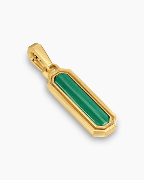 Mens Streamline® Inlay Amulet in 18K Yellow Gold with Black Onyx and Malachite, 30.7mm