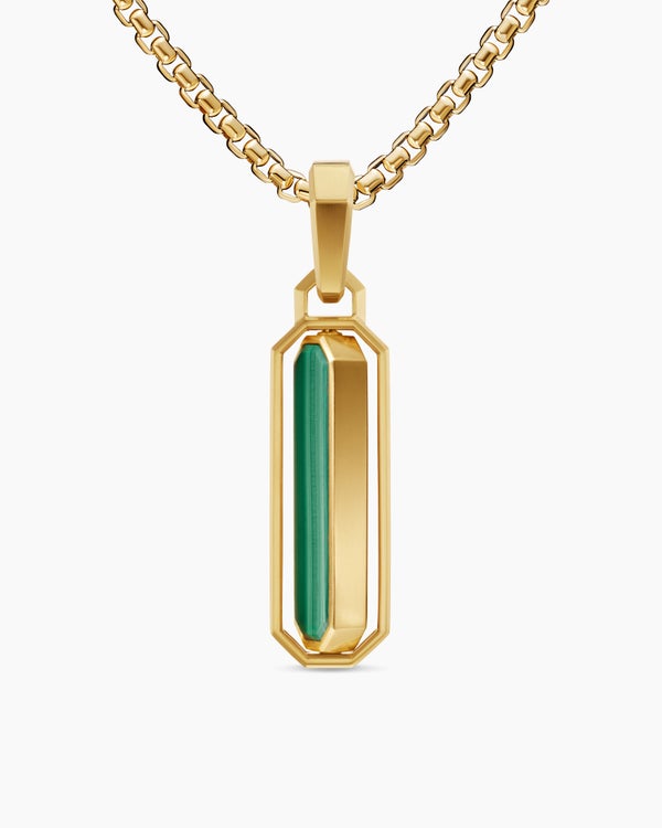 Streamline® Inlay Amulet in 18K Yellow Gold with Black Onyx and Malachite, 30.7mm