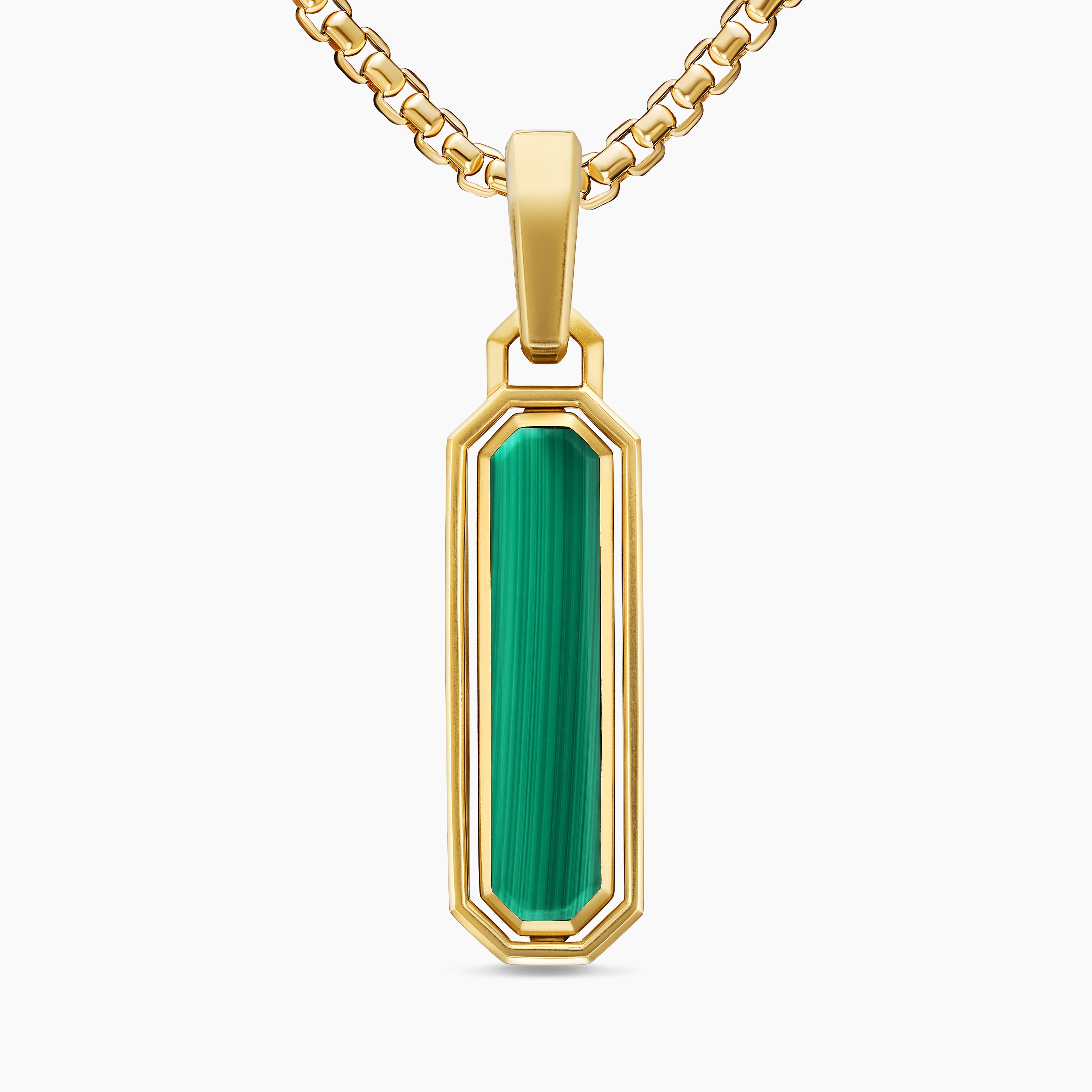 Mens Streamline&reg; Inlay Amulet in 18K Yellow Gold with Black Onyx and Malachite, 30.7mm
