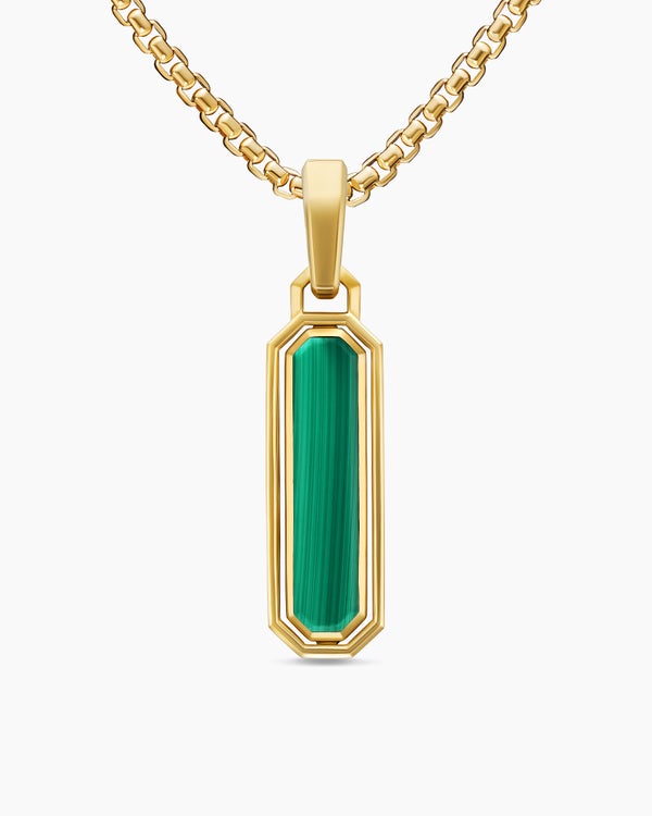 Streamline® Inlay Amulet in 18K Yellow Gold with Black Onyx and Malachite, 30.7mm