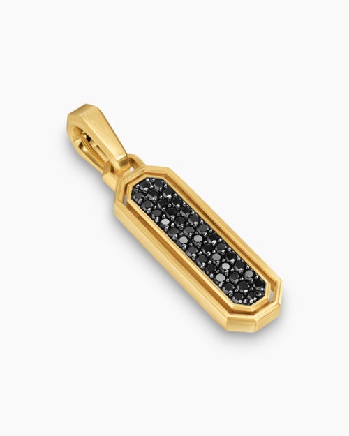 Mens Streamline® Inlay Amulet in 18K Yellow Gold with Black Onyx and Black Diamonds, 30.7mm