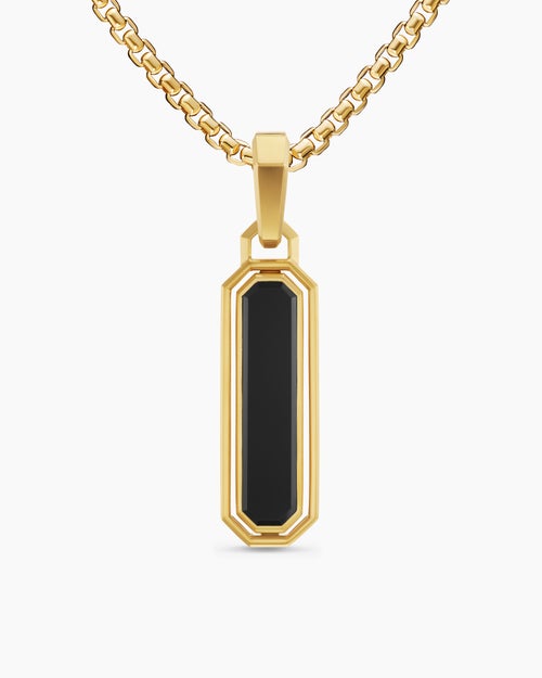 Mens Streamline® Inlay Amulet in 18ct Yellow Gold with Black Onyx and Black Diamonds, 30.7mm