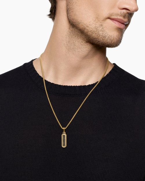 Mens Streamline® Inlay Amulet in 18K Yellow Gold with Black Onyx and Black Diamonds, 30.7mm
