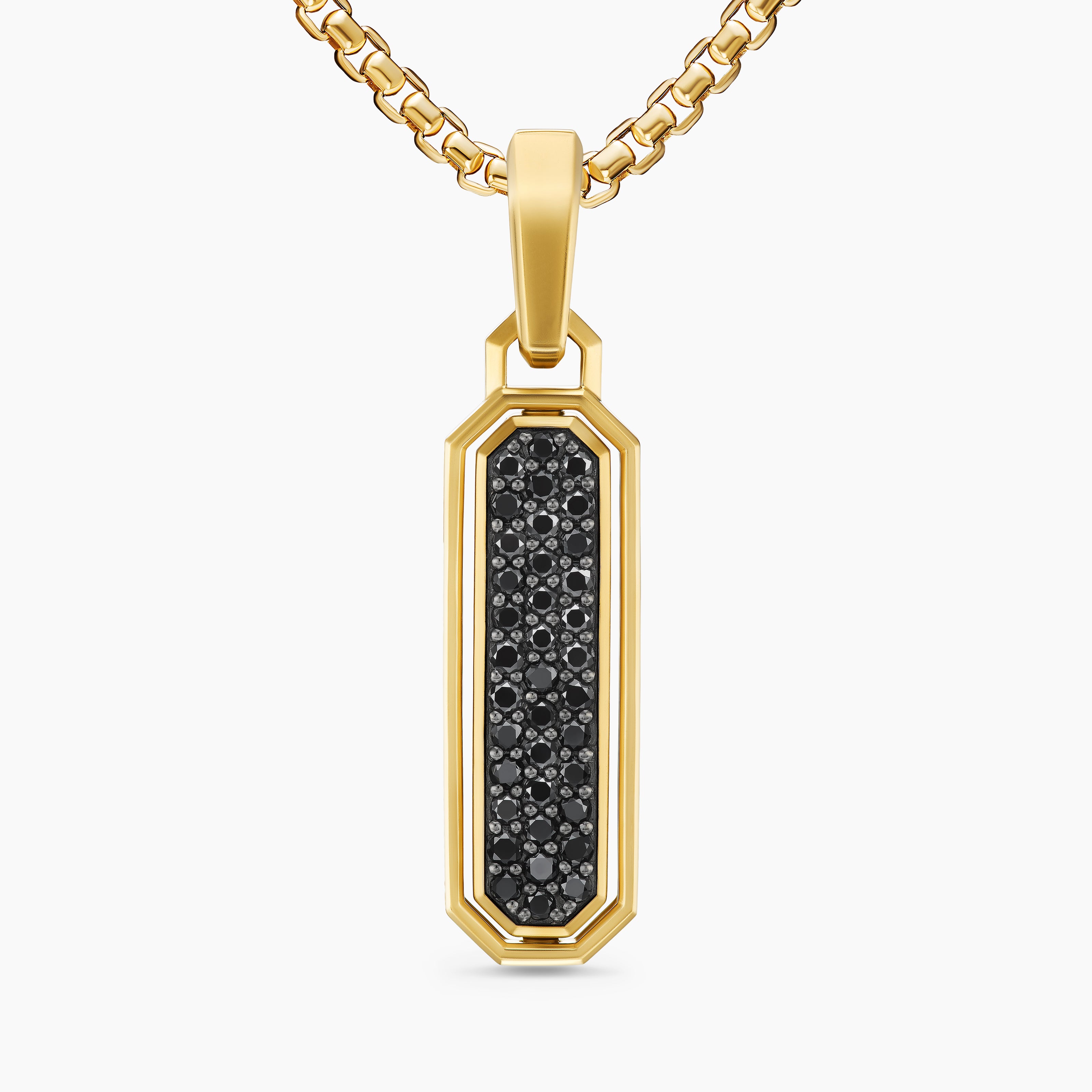 Mens Streamline&reg; Inlay Amulet in 18K Yellow Gold with Black Onyx and Black Diamonds, 30.7mm