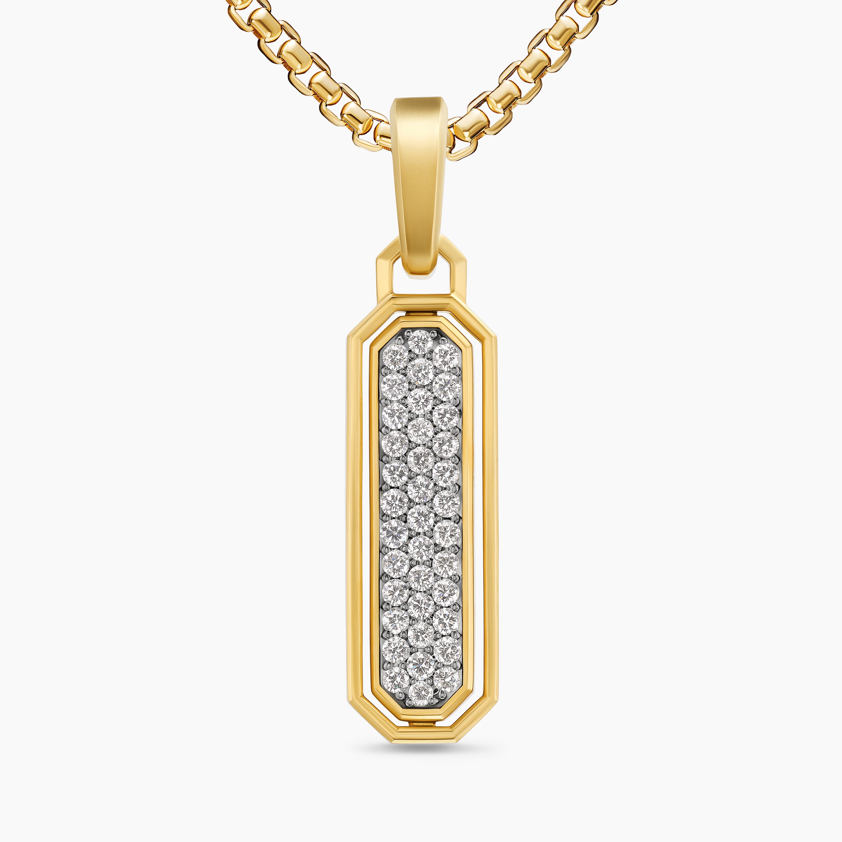 Mens Streamline&reg; Inlay Amulet in 18K Yellow Gold with Black Onyx and Diamonds, 30.7mm