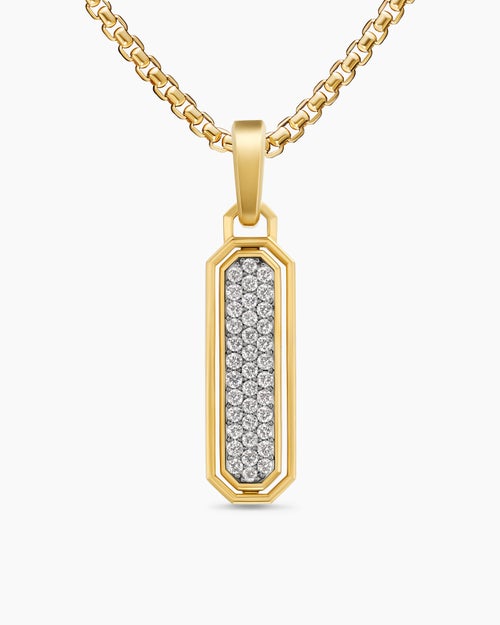 Mens Streamline® Inlay Amulet in 18K Yellow Gold with Black Onyx and Diamonds, 30.7mm