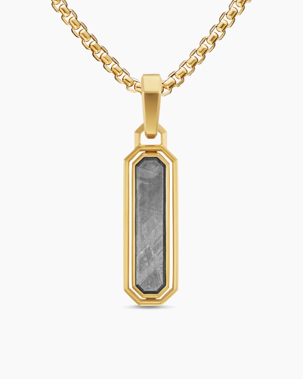 Streamline® Inlay Amulet in 18K Yellow Gold with Meteorite and Grey Diamonds, 30.7mm