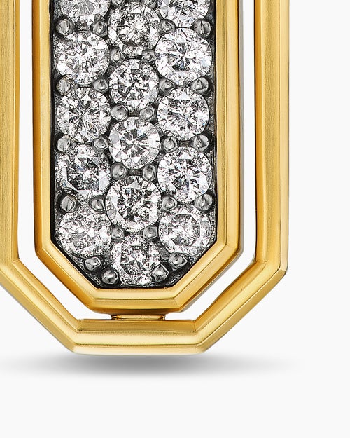 Mens Streamline® Inlay Amulet in 18K Yellow Gold with Meteorite and Grey Diamonds, 30.7mm