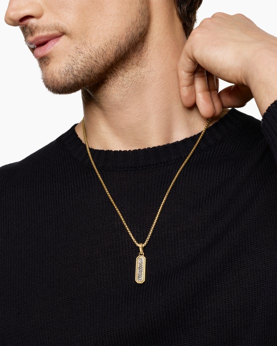 Amulette incrustée Streamline® en or jaune 18 carats avec Meteorite et diamants gris, 30,7 mm