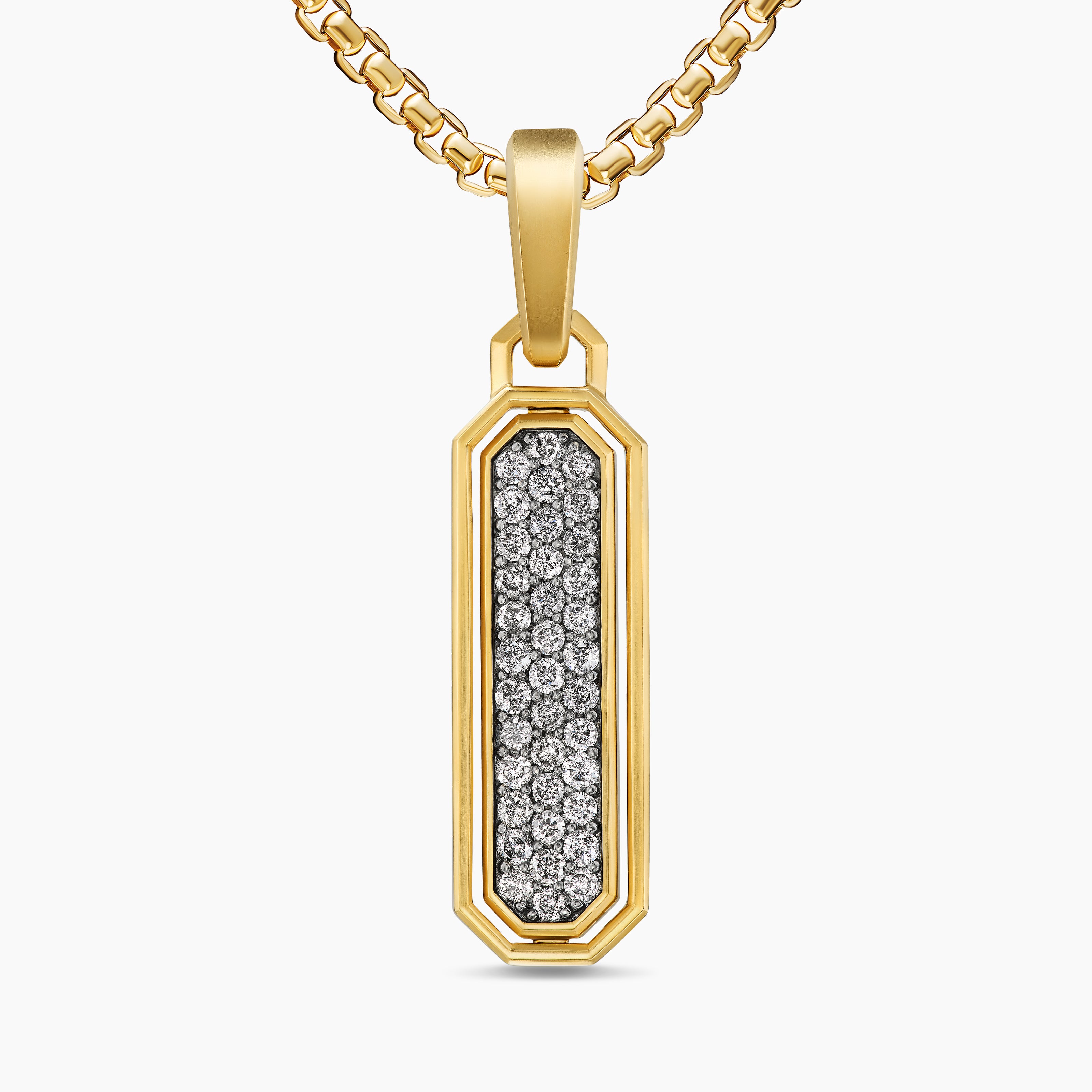 Mens Streamline&reg; Inlay Amulet in 18K Yellow Gold with Meteorite and Grey Diamonds, 30.7mm