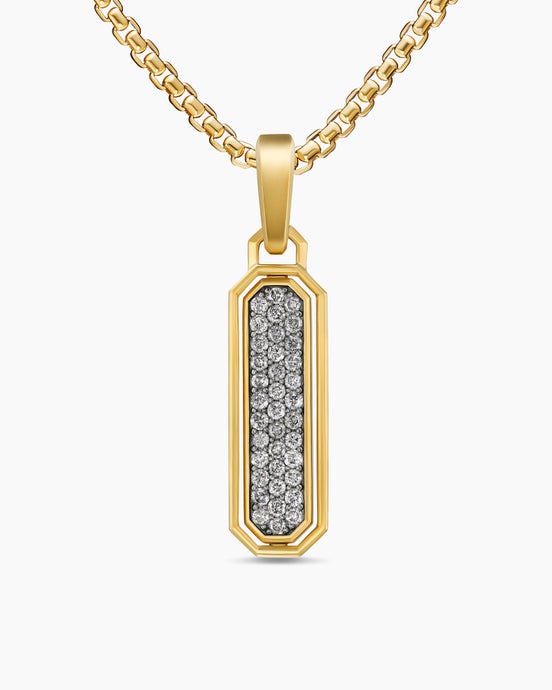 Amulette incrustée Streamline® en or jaune 18 carats avec Meteorite et diamants gris, 30,7 mm