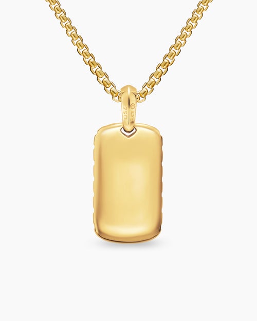 Mens Chevron Tag in 18K Yellow Gold with Diamonds, 27mm