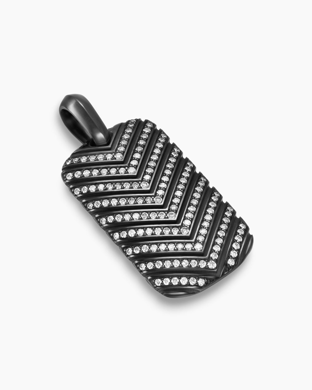 Médaille Chevron en titane noir avec diamants, 27 mm hommes