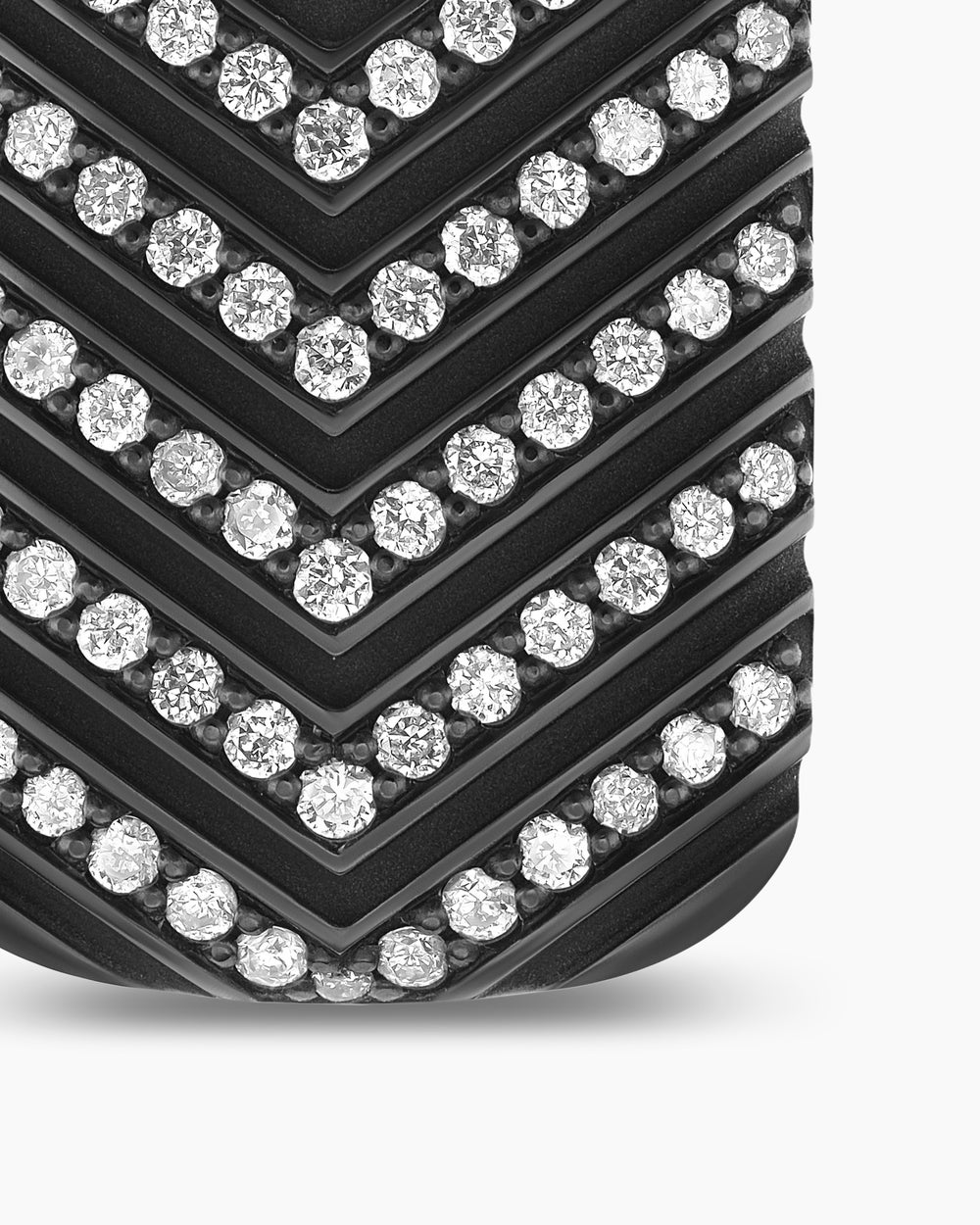 Médaille Chevron en titane noir avec diamants, 27 mm hommes