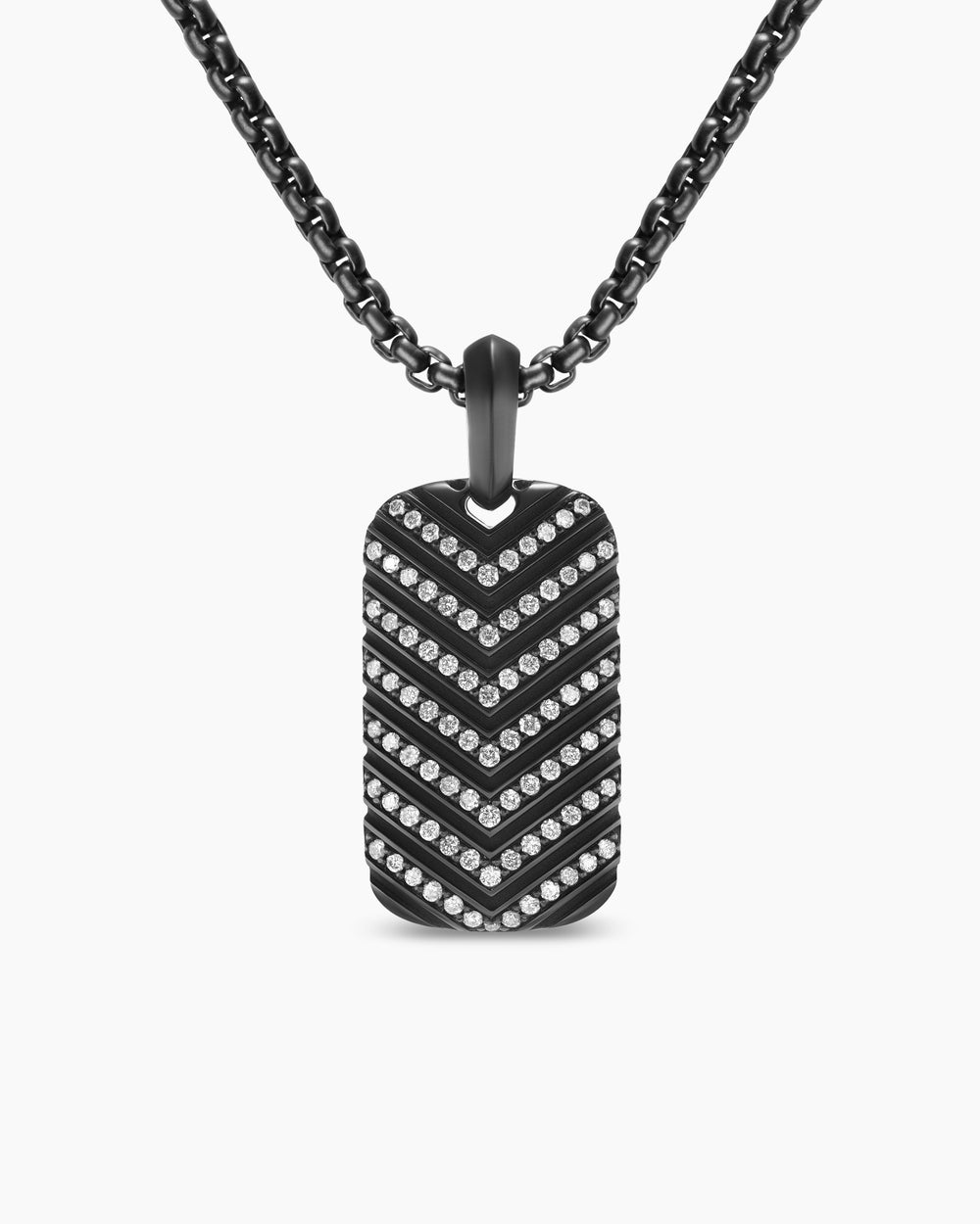Médaille Chevron en titane noir avec diamants, 27 mm hommes