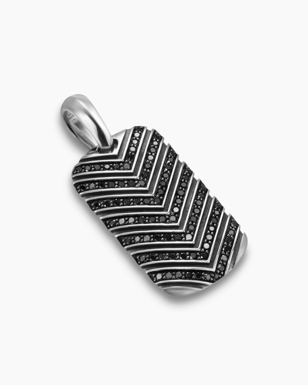 Médaille Chevron en argent massif avec diamants noirs, 27 mm homme