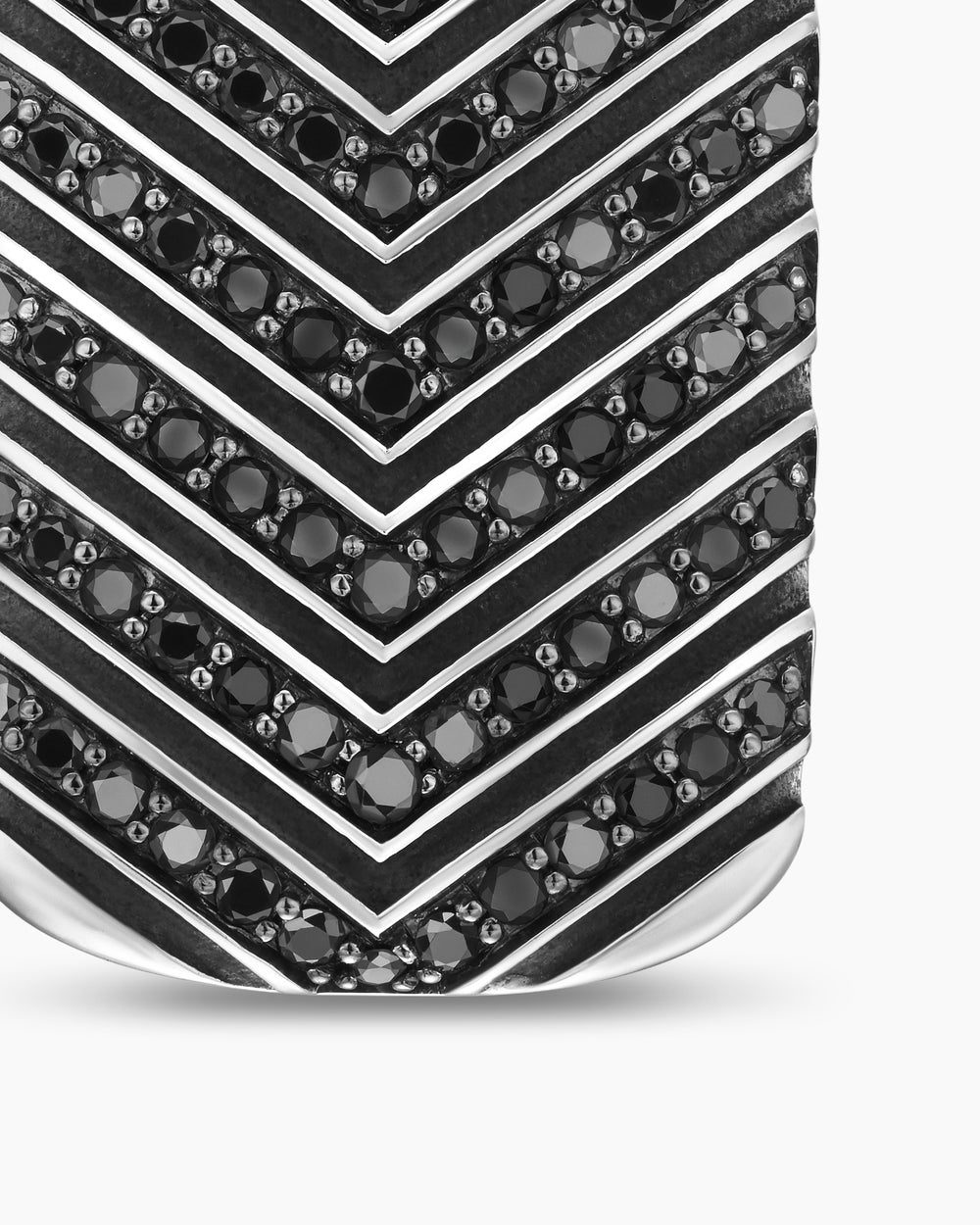 Médaille Chevron en argent massif avec diamants noirs, 27 mm homme