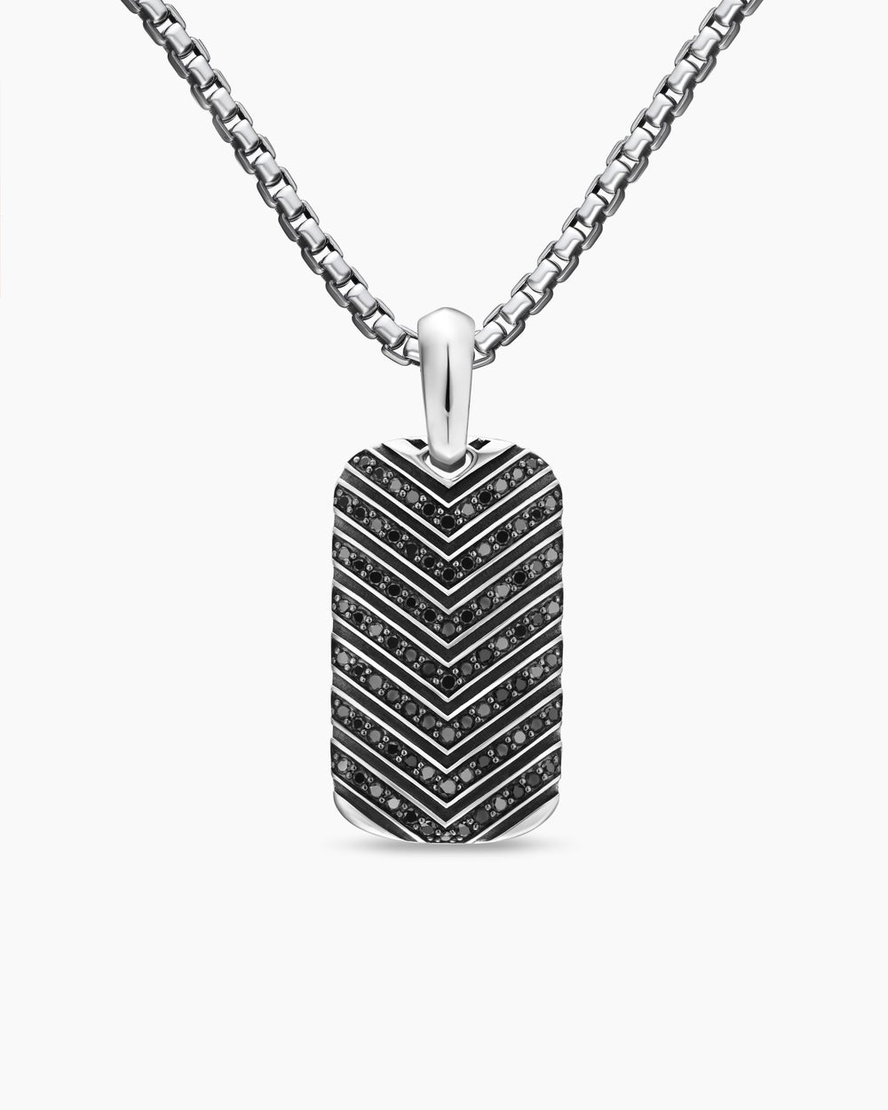 Médaille Chevron en argent massif avec diamants noirs, 27 mm homme