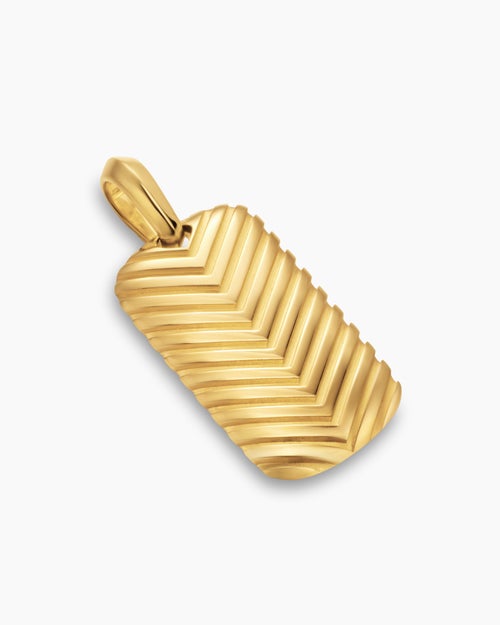Mens Chevron Tag in 18K Yellow Gold, 27mm