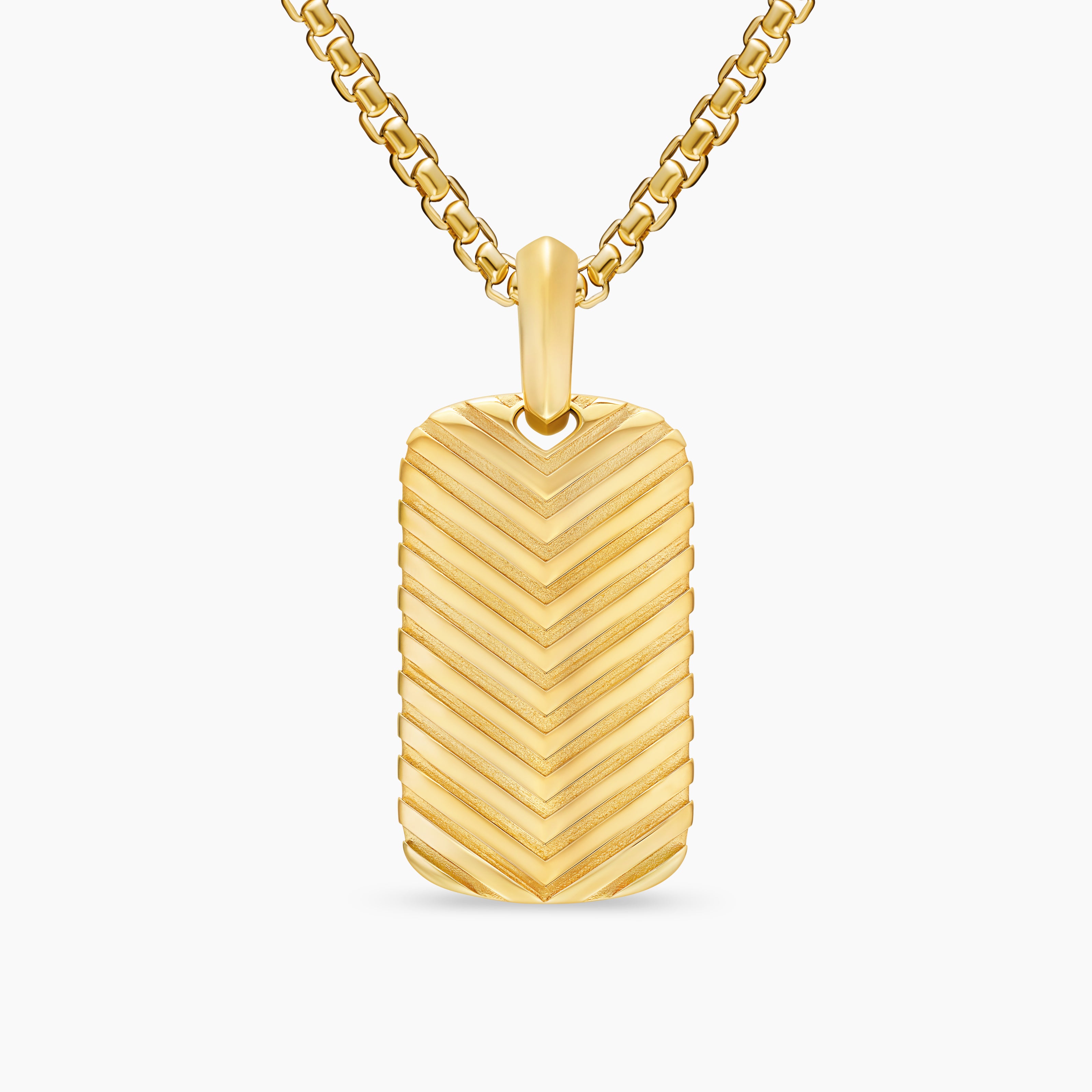 Mens Chevron Tag in 18K Yellow Gold, 27mm