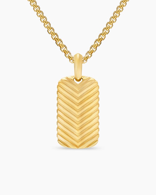 Mens Chevron Tag in 18K Yellow Gold, 27mm