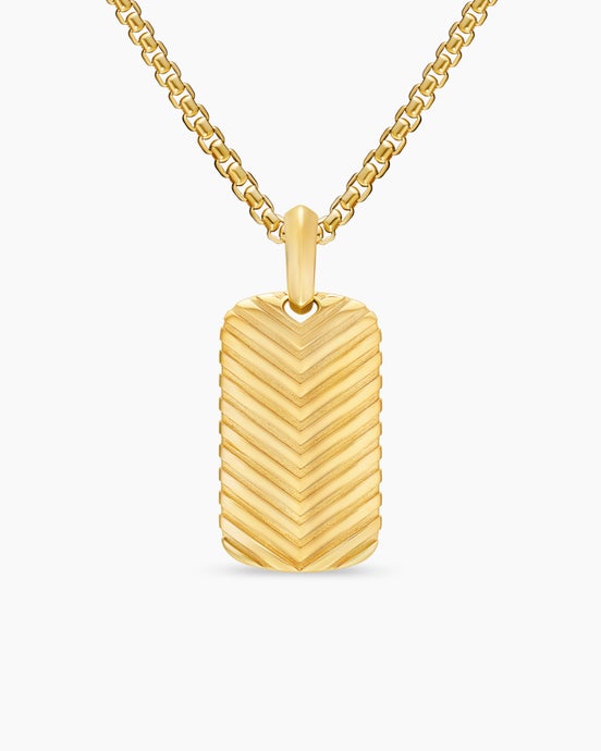 Chevron Tag in 18K Yellow Gold, 27mm