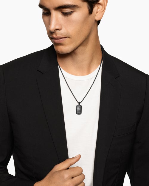 Mens Chevron Tag in Black Titanium, 27mm