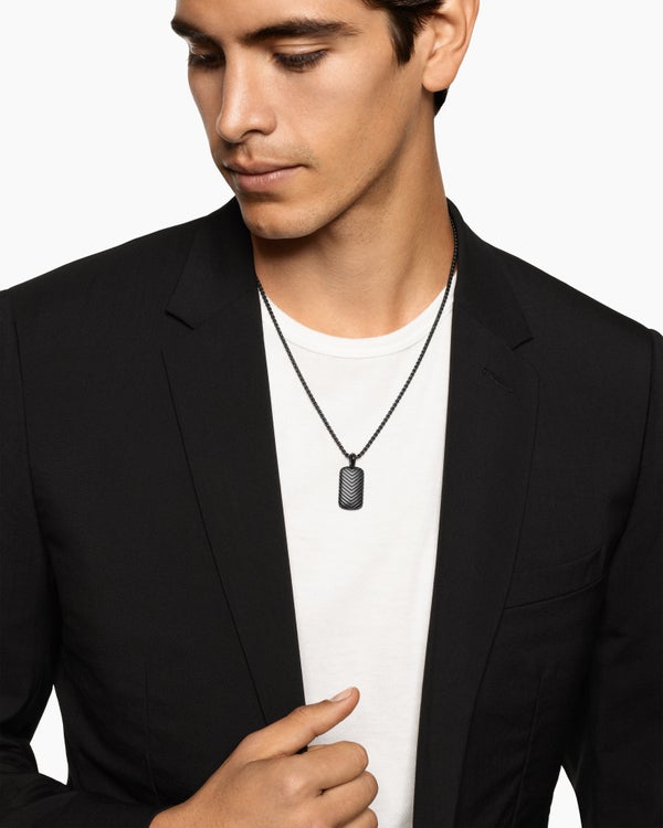 Chevron Tag in Black Titanium, 27mm