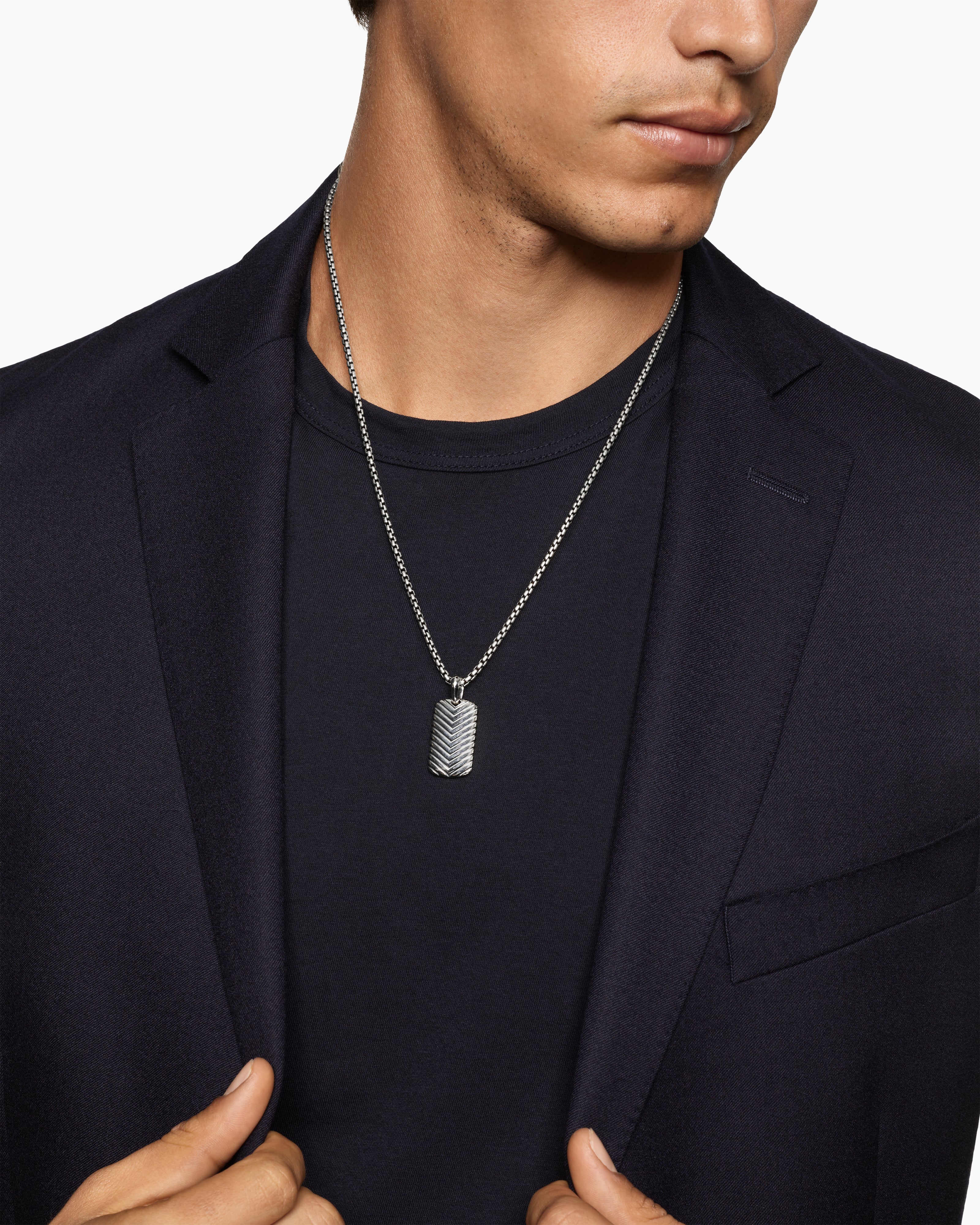 Men's Sterling Silver Dog Tag Pendant | David Yurman