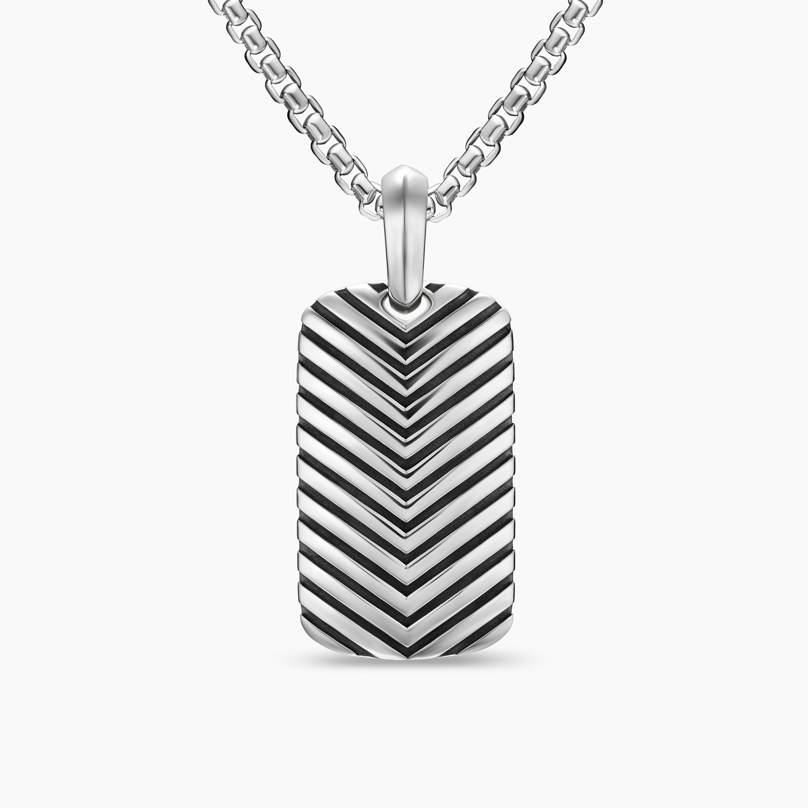 Mens Chevron Tag in Sterling Silver, 27mm