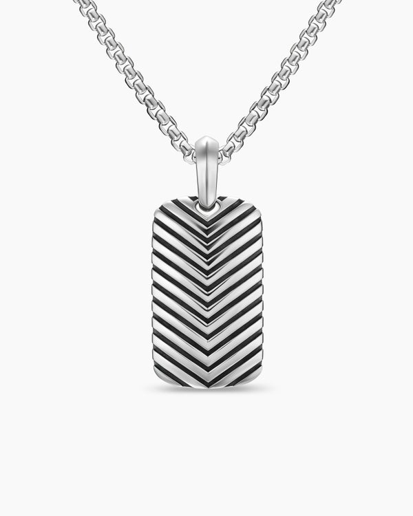 Chevron Tag in Sterling Silver, 27mm