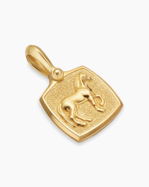 Mens Petrvs® Horse Amulet in 18K Yellow Gold, 15.8mm