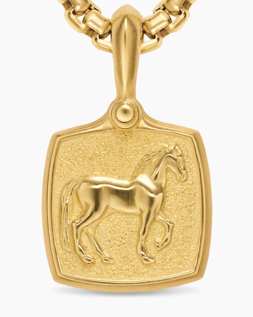 Mens Petrvs® Horse Amulet in 18K Yellow Gold, 15.8mm