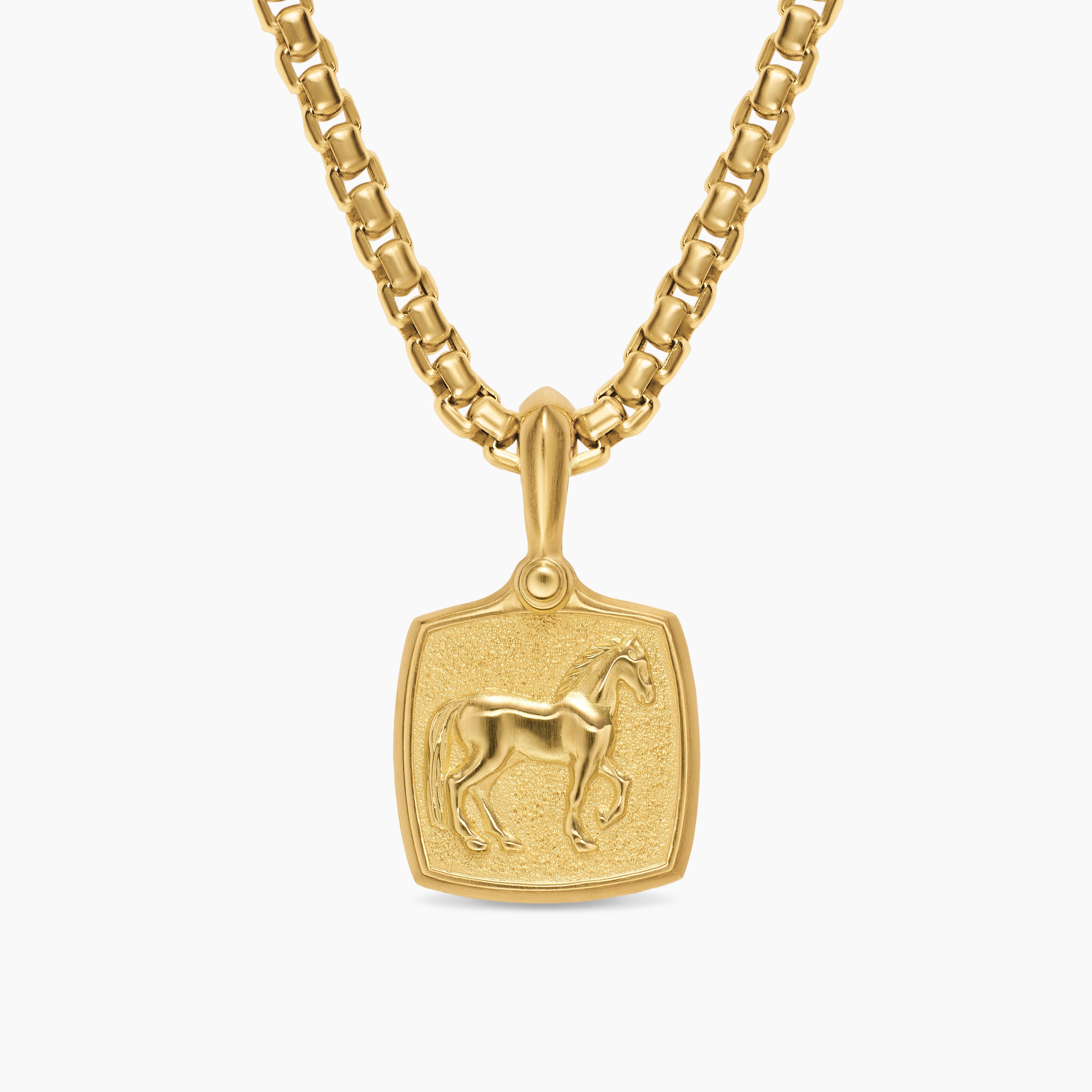Mens Petrvs&reg; Horse Amulet in 18K Yellow Gold, 15.8mm