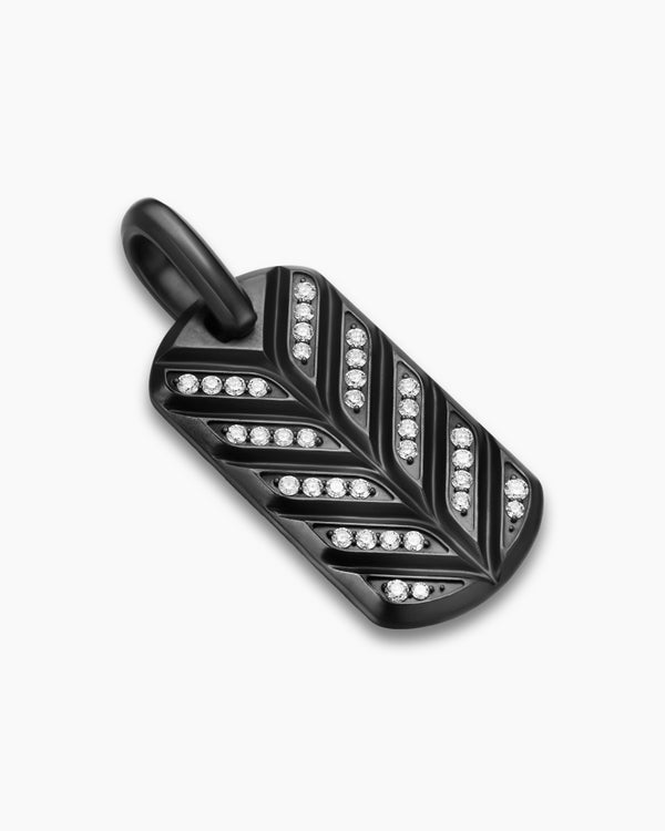 Médaille Chevron fluorescente en titane noir avec diamants, 27 mm