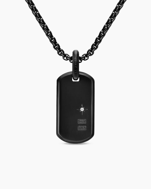 Mens Chevron Fluorescent Tag in Black Titanium with Diamonds, 27mm