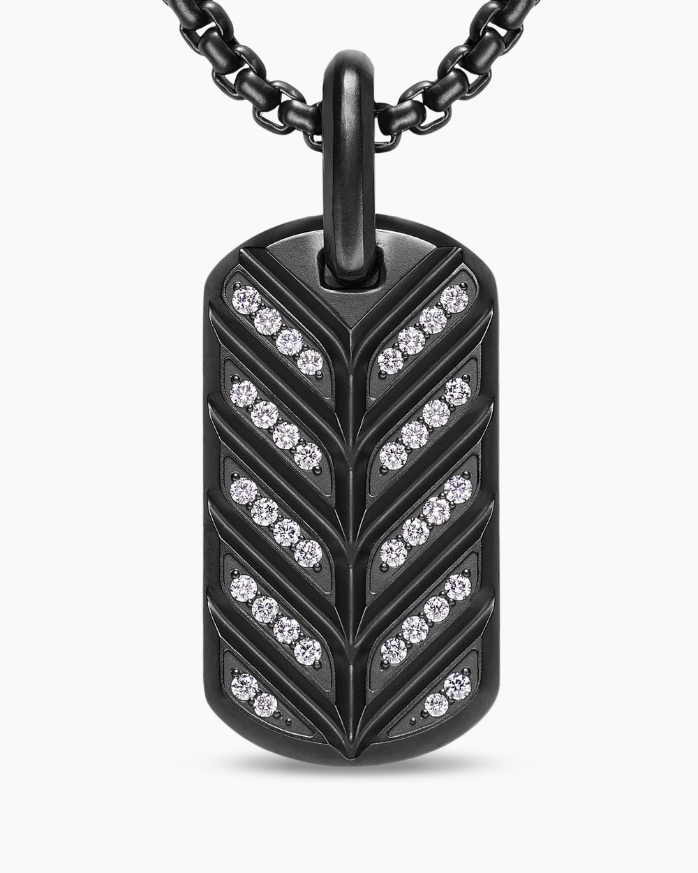 Médaille Chevron fluorescente en titane noir avec diamants, 27 mm hommes
