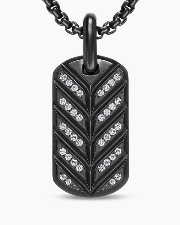 Médaille Chevron fluorescente en titane noir avec diamants, 27 mm