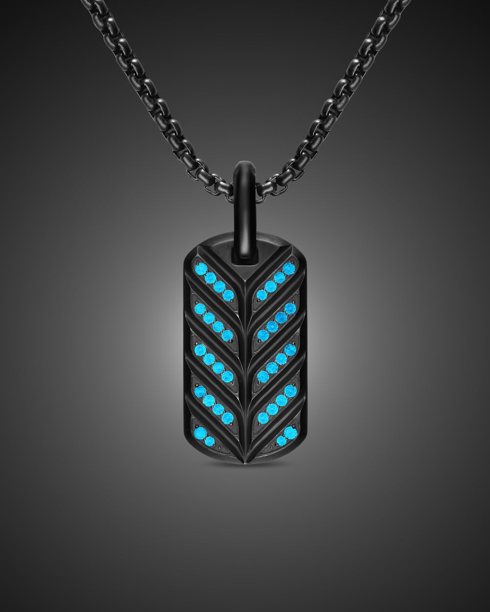 Médaille Chevron fluorescente en titane noir avec diamants, 27 mm hommes