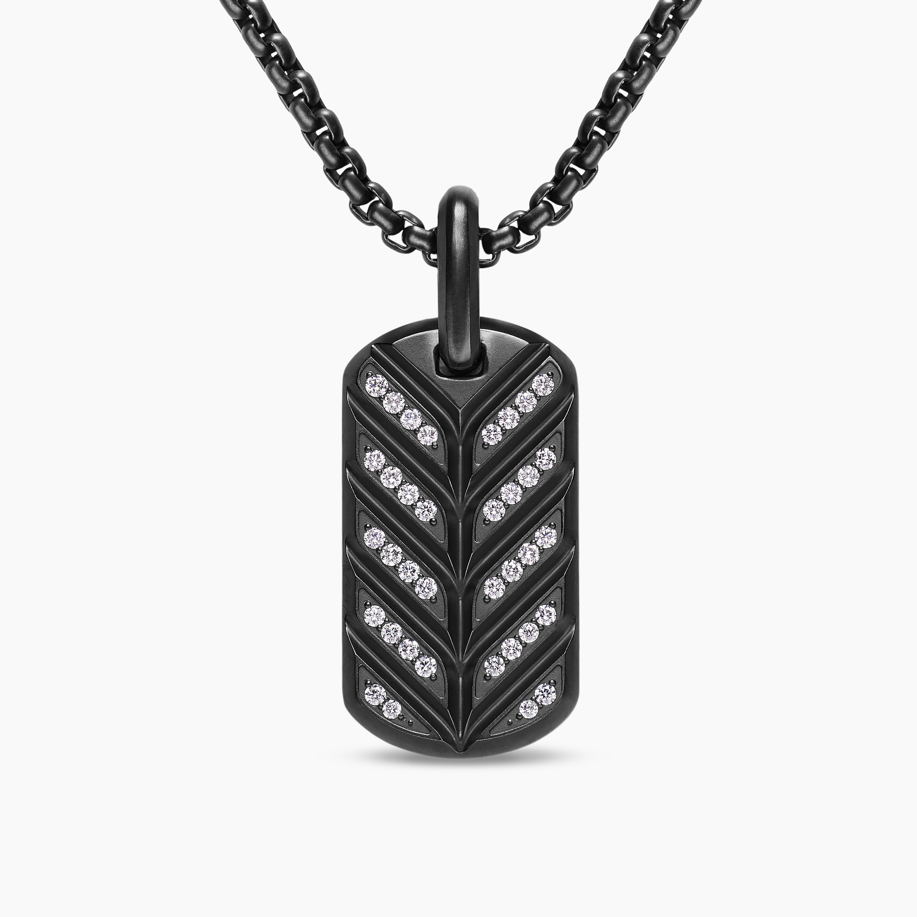 M&eacute;daille Chevron fluorescente en titane noir avec diamants, 27 mm hommes 