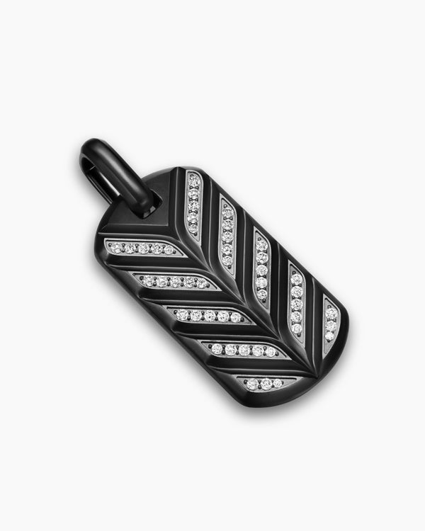 Médaille Chevron fluorescente en titane noir avec diamants, 35 mm
