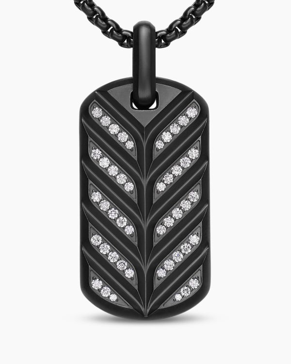 Médaille Chevron fluorescente en titane noir avec diamants, 35 mm