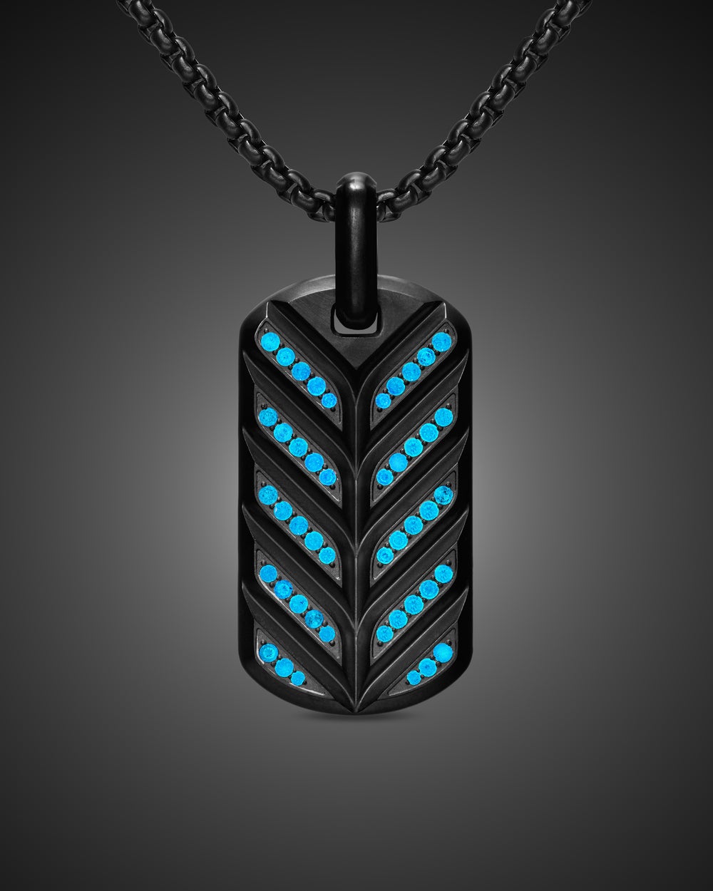 Médaille Chevron fluorescente en titane noir avec diamants, 35 mm hommes